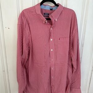 Izod Men's Red Gingham Button Down Shirt
